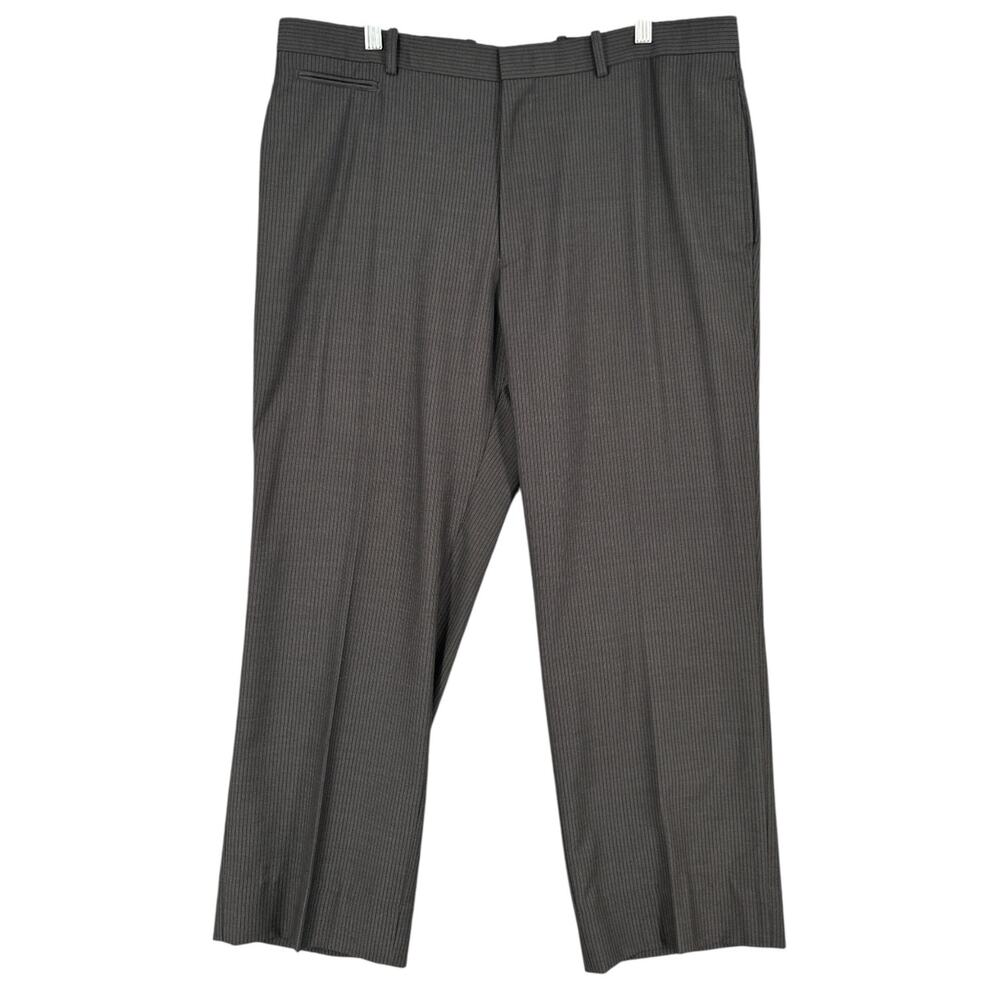 INC International Concepts Black Pinstripe Pockets‎ Flat Front Trousers 36 x 26